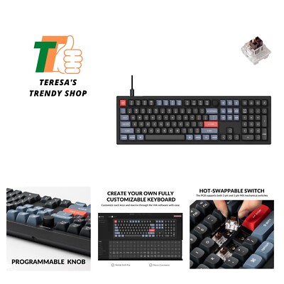 V6 Wired Custom Mechanical Keyboard Knob Version, Full-size QMK/VIA Programma...