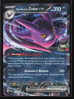 Pokemon Team Rocket's Crobat ex 122/182 Destined Rivals Double