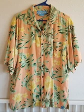 Bermuda Bay Hawaiian Shirt Large 100% Silk **Damaged 