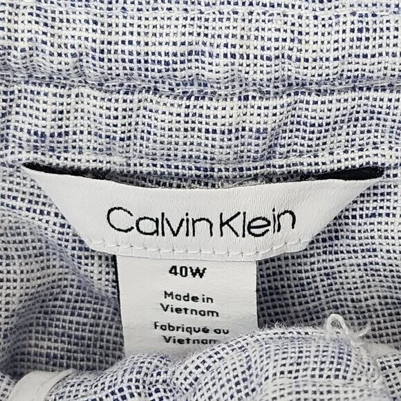 Pantalones cortos Calvin Klein para hombre mezcla de lino con cordón talla 40 azul Foto 4 de 4