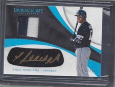 YOAN MONCADA 2017 IMMACULATE EYE BLACK LIGHT BLUE 2 COLOR PATCH AUTO #D 12/15