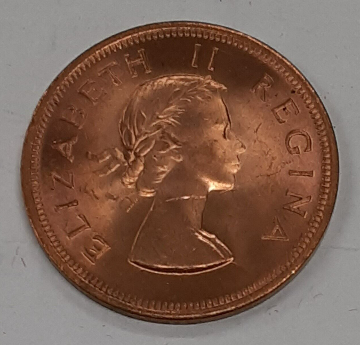 1960 South Africa 1 Penny Queen Elizabeth II - Sailing Ship