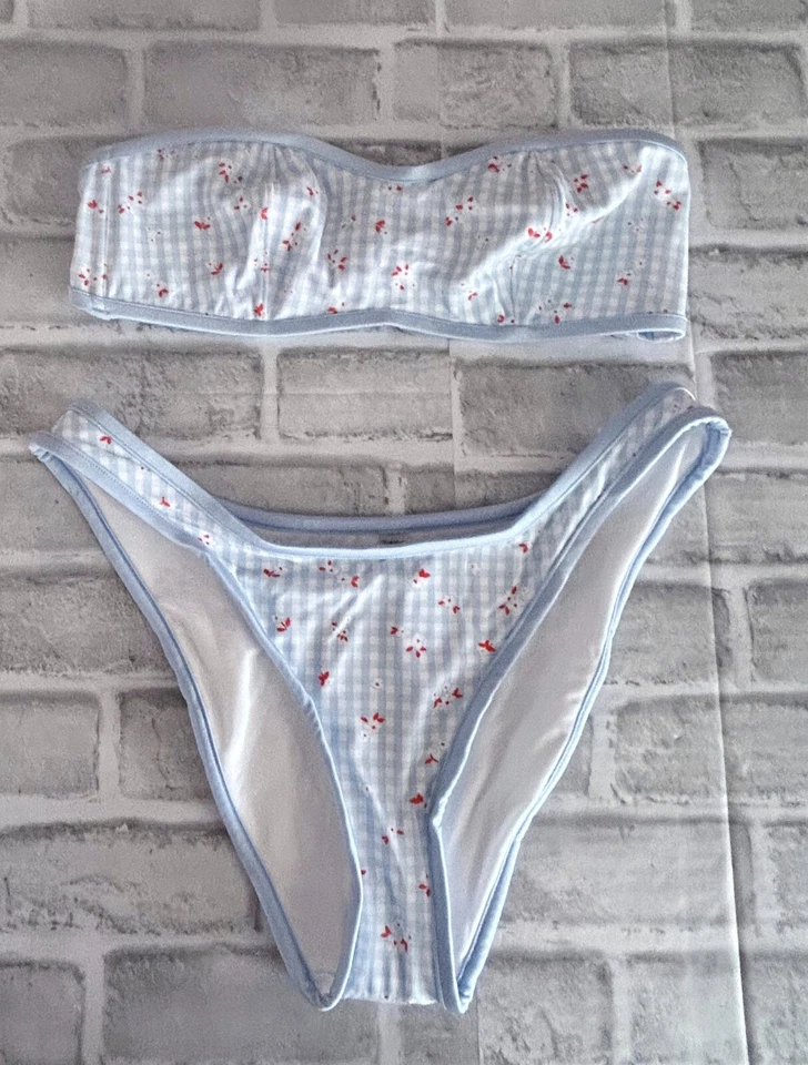 РОЗОВЫЙ от Frankies бикини Monty бикини верх и золотой час бикини низ 2 ПК M - Изображение 3 из 4