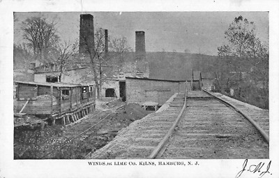 J3B19: KILNS AT HAMBURG, NJ: POSTCARD 1907 POSTMARK