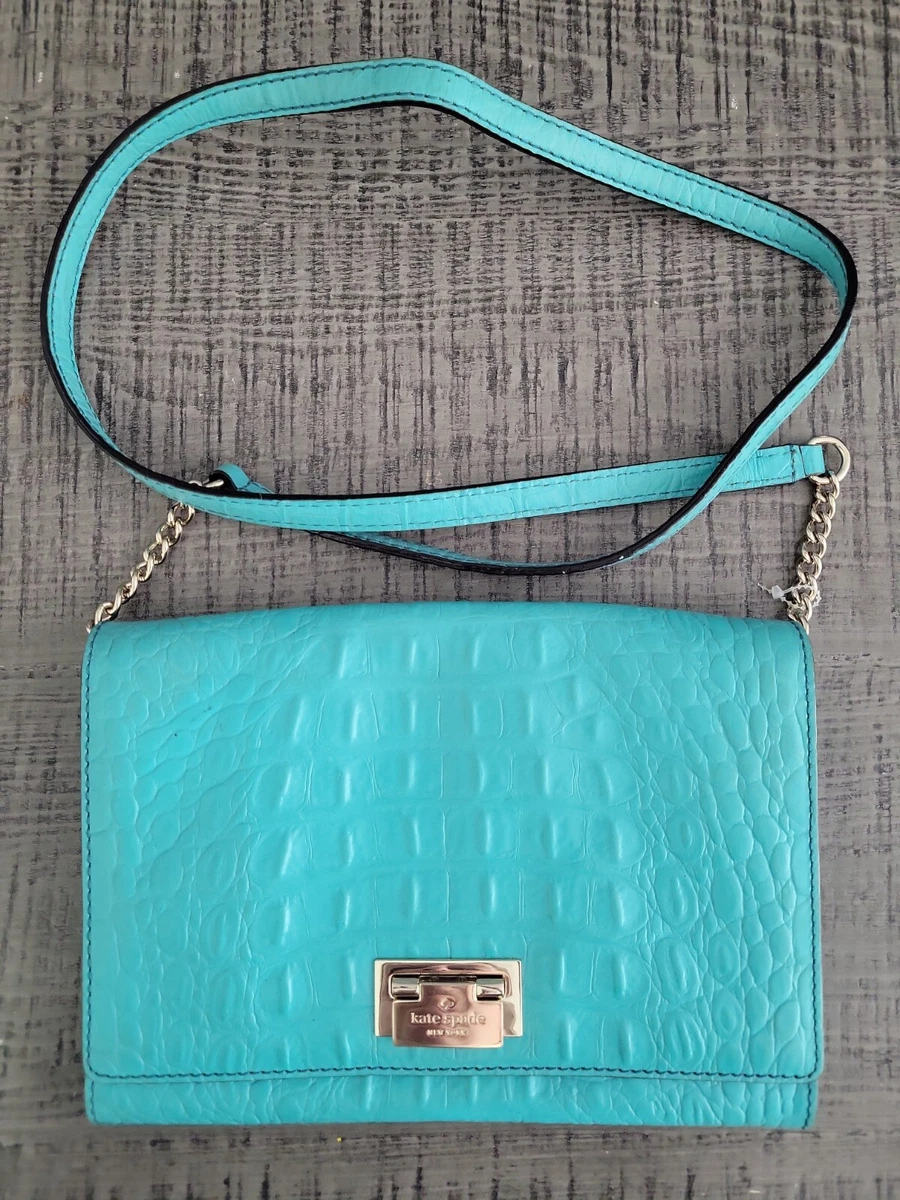 Kate Spade Ava Reversible Leather Tote w Zip Pouch Fountain Blue Turquoise  - Walmart.com