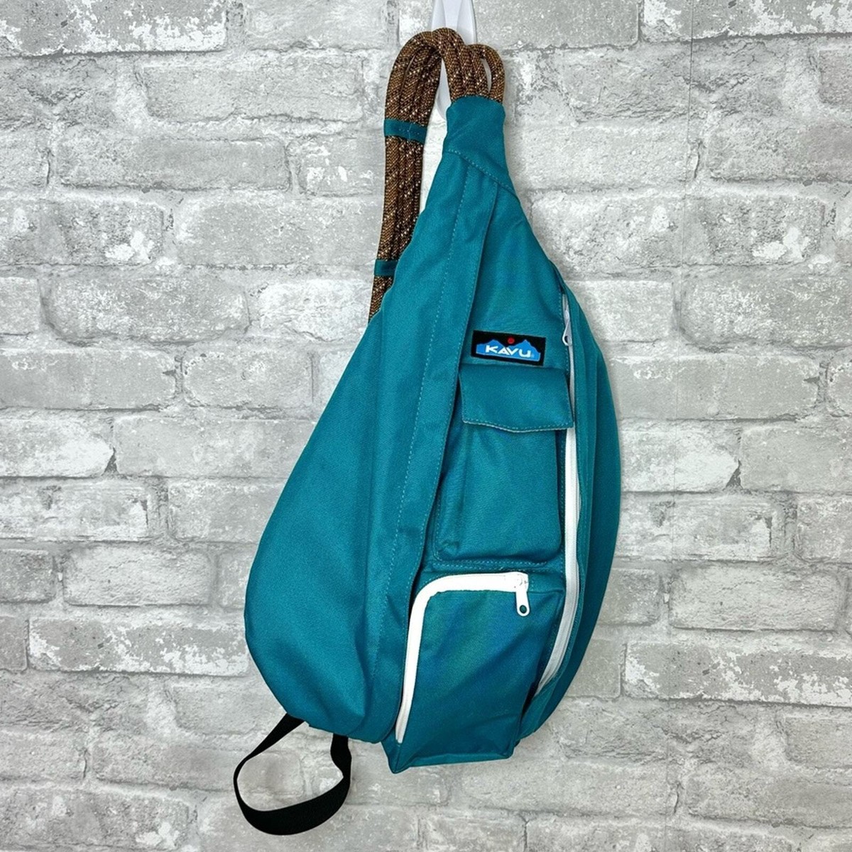 KAVU Original Rope Sling Backpack with Adjustable Rope Shoulder Strap Teal  Blue