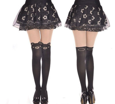 Harajuku Strumpfhose Japan Korea Trompe l'oeil Socken Kopf Bär ORIGINAL