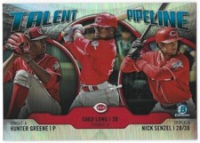 H. GREENE S. LONG N. SENZEL 2019 BOWMAN CHROME TALENT PIPELINE REFRACTOR REDS S4