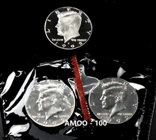 1992 P D S - Proof and 2 Uncirculated KENNEDY HALF DOLLAR 3 Coin Set