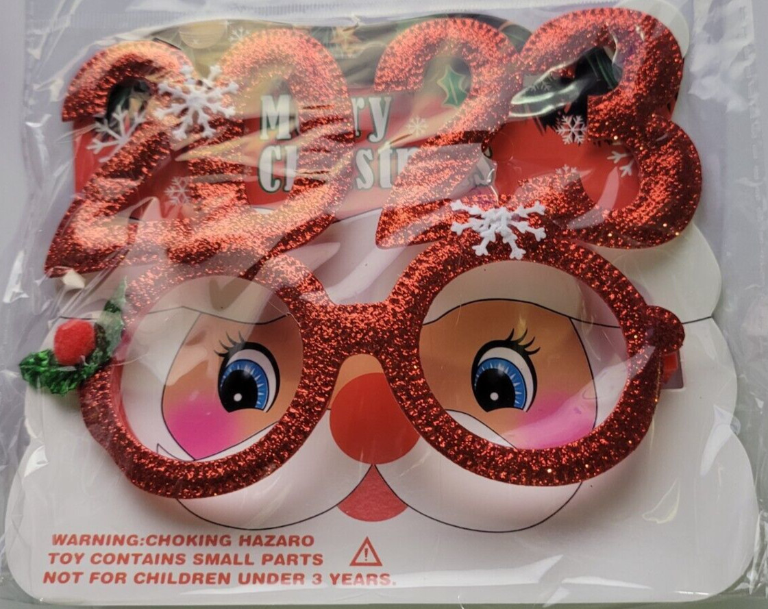 Happy New Year 2023 Christmas Glasses Christmas Glitter Sunglasses Funny Red San