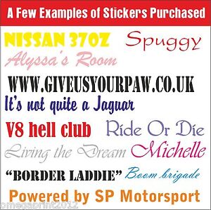 Personalised Custom Text Lettering Sticker x2 For Car Van Window Shop Decal