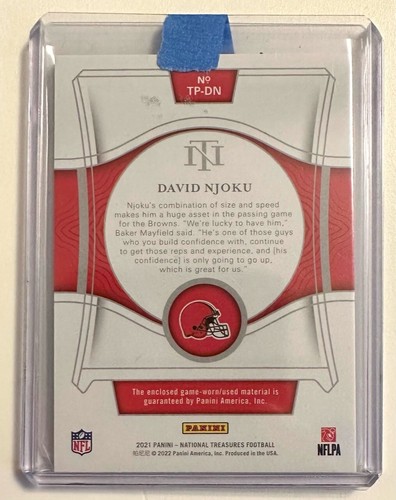 PANINI NATIONAL TREASURES : DAVID NJOKU PATCH CARD /99 TREASURED PATCHES BROWNS - Picture 3 of 3