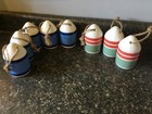Lot of 8 Unique Lake Beach  Patio boating  Decor Ceramic Buoy Figurine New