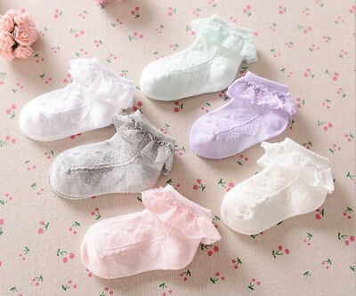 Girls' Lace Frilly Ruffle Dress Socks – Formal Short Socks For Baby To 12 Years, Perfect For Special Occasions