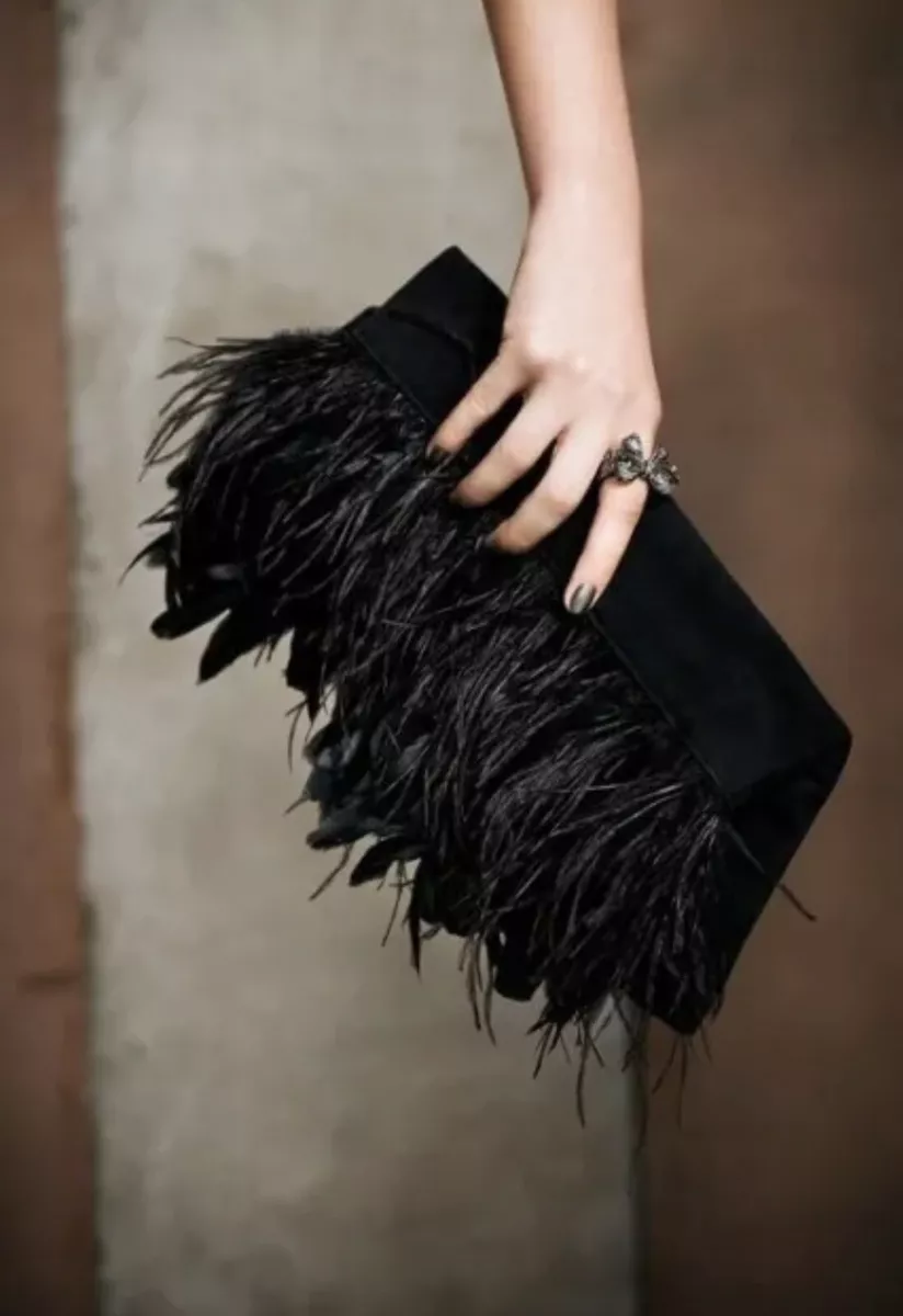 Elka black feather purse  Black feathers, Purses, Mini bag