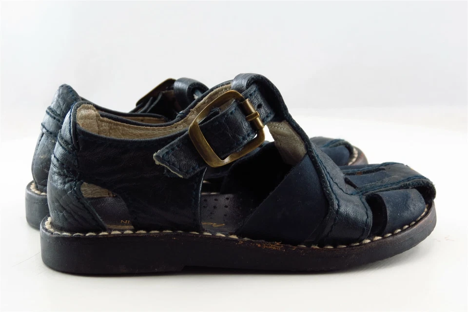 Sandalias Hanna Andersson de cuero azul para niñas pequeñas talla 21 Foto 3 de 4