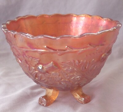 Vintage Ringelblume Karneval Glas Zuckerdose mit Fuß Distelmuster sehr guter Zustand