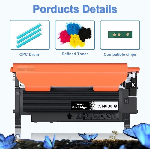 Cartuccia toner giallo per Samsung CLT-Y406S CLP360 CLP365 CLP365W CLX3300 - Foto 4 di 7