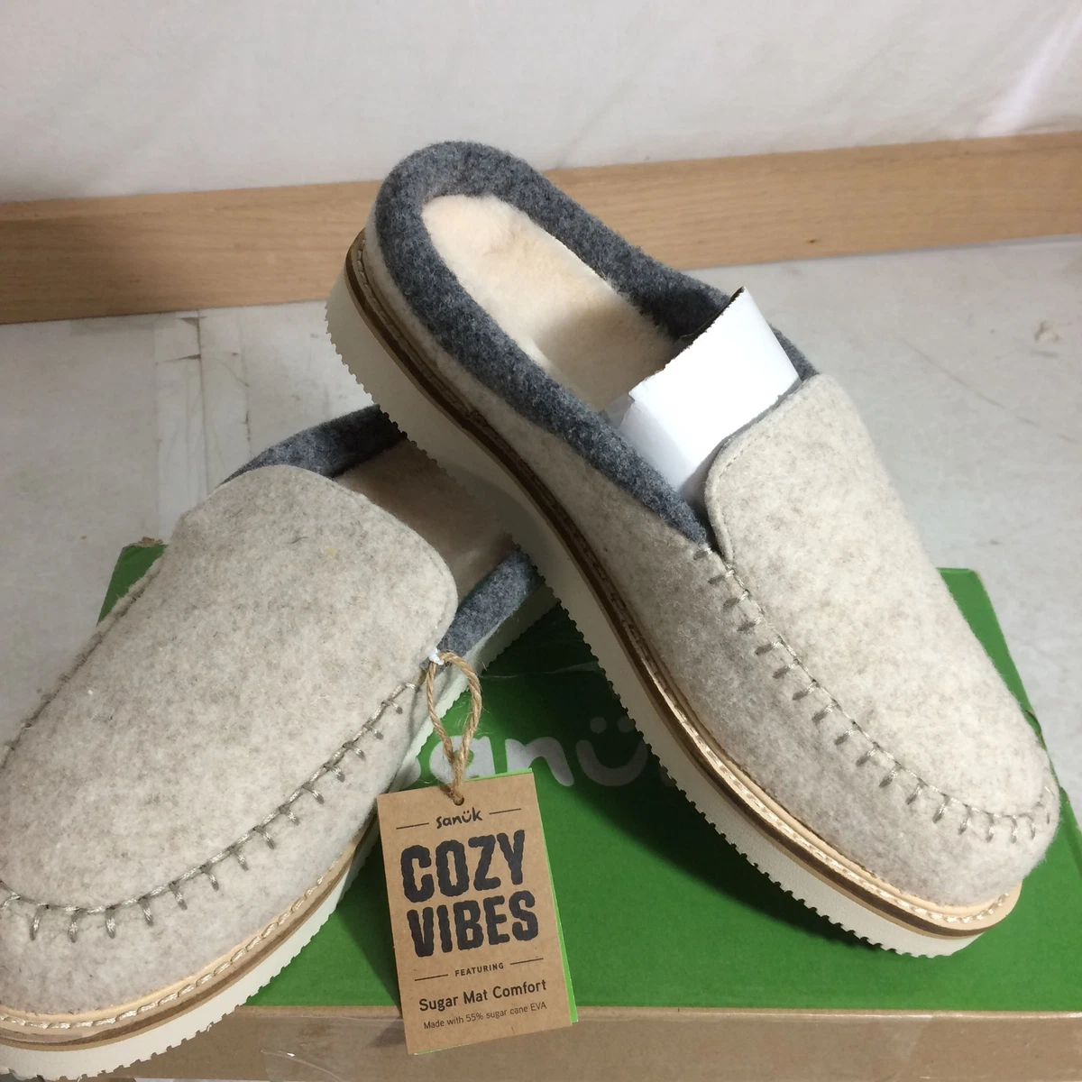 Excellent Sanuk Cozy Vibe Slipper Wool Women's Slippers, Oatmeal, W8