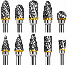 Tungsten Carbide Rotary Burr Set 10PCS Double Cut Grinding Head 1/4 In Die Gr