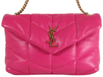 SAINT LAURENT Bubblegum Pink Leather TOY LOULOU PUFFER Crossbody Bag GHW