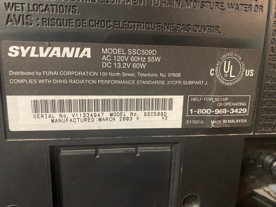 Sylvania SSC509D 9" TV/DVD Combo Retro Gaming CRT Television with Remote TESTED - Image 2 of 4