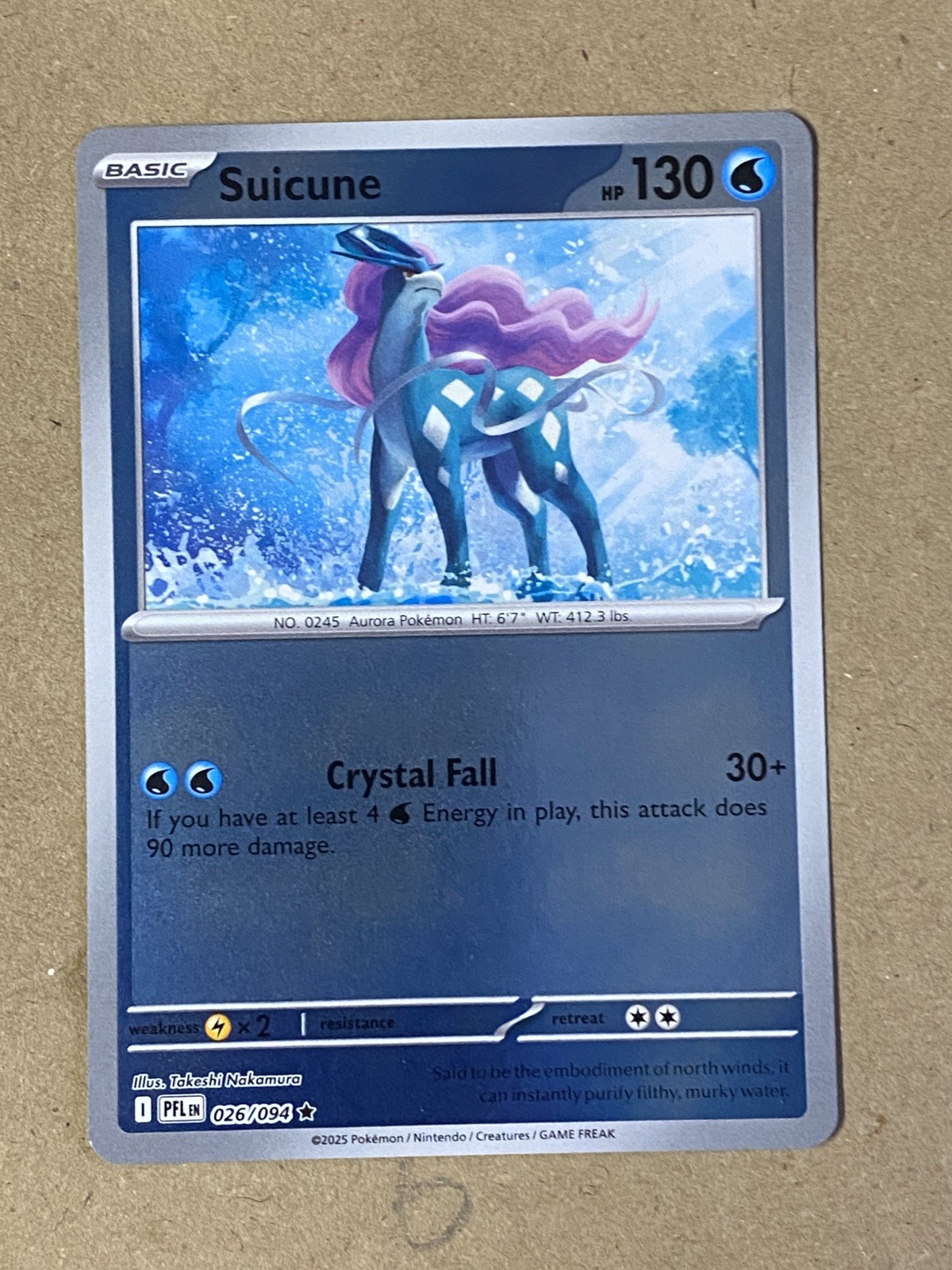Suicune 026/094 Reverse Holo Rare ME02: Phantasmal Flames NM