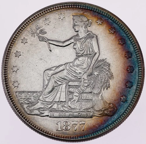 1877 Silver Trade Dollar .900 420 Grains Details-Cleaned (B4019)