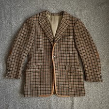 Harris Tweed Vintage Sakko Jacket 60er 40er Jahre Stil Retro Anzug Wolle Braun
