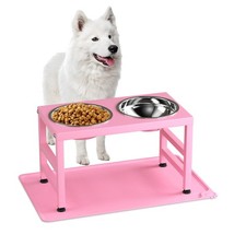 Pink Metal Raised Dog Bowl Stand for Large Dogs Stronger Elevated Dogs Bowls ...