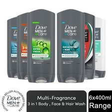 Image of Dove Men+Care Body & Face Wash, Micro Moisture Shower Gel, 6x400ml