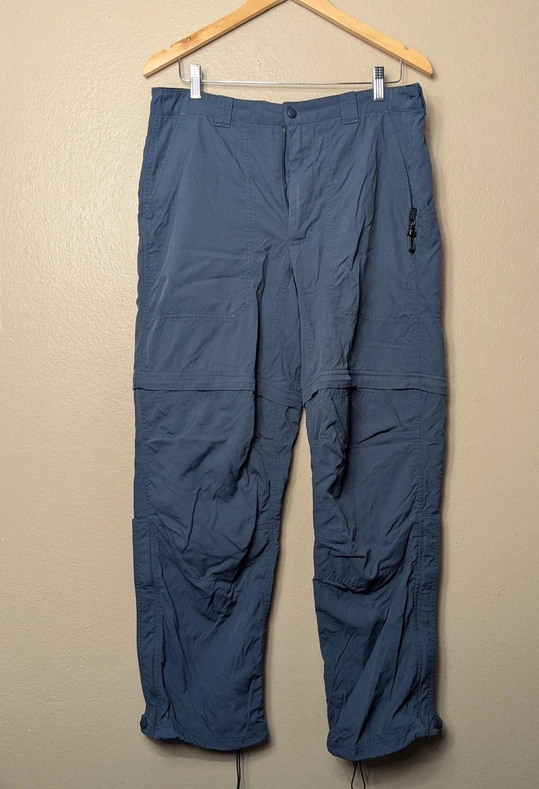 L.L.Bean Convertible Hiking Pants Mens M 32x29 Blue Nylon Zip Off Outdoor