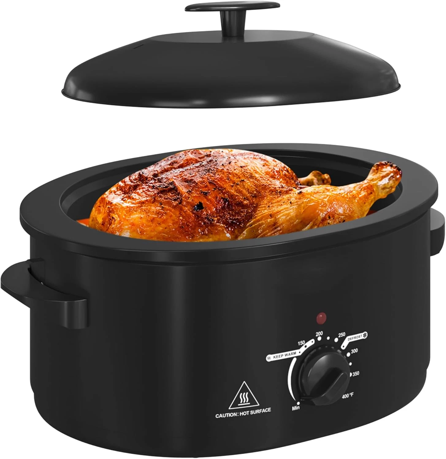 8 QT Electric Roaster Oven with Self-Basting Lid, Turkey Roaster Oven with Defro