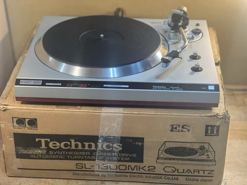 tested:powers on/spins Technics SL-1300 MK2 turntable quartz direct drive w/box