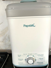 Papablic Electric Baby Bottle Sterilizer  Dryer, Removable Tray, White/Blue