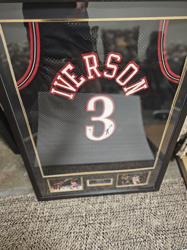 Allen Iverson Autographed Framed Mitch&Ness 76ers Jersey JSA Kobe Jordan Lebron