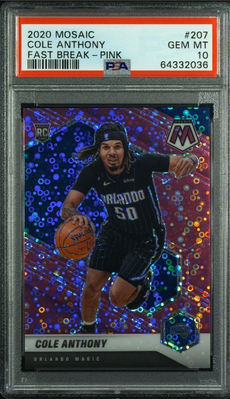 2020 Panini Mosaic Cole Anthony /20 Rookie Fast Break Pink Prizm #207  PSA 10