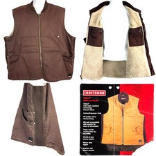 Craftsmen Teflon Mens Utility Work Vest size 2XL Sherpa Fleece Rugged Twill