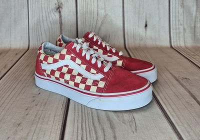 Vans OS Mens Size 6/Wmn s 7.5  Primary Check'' Red/Wht Checkerboard Skate Shoes