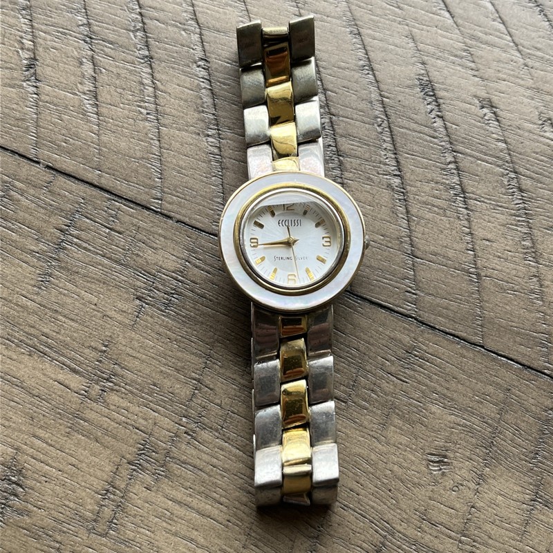 Rare VTG Sterling Silver 925 Ecclissi Watch w Large Chain Link Band Working