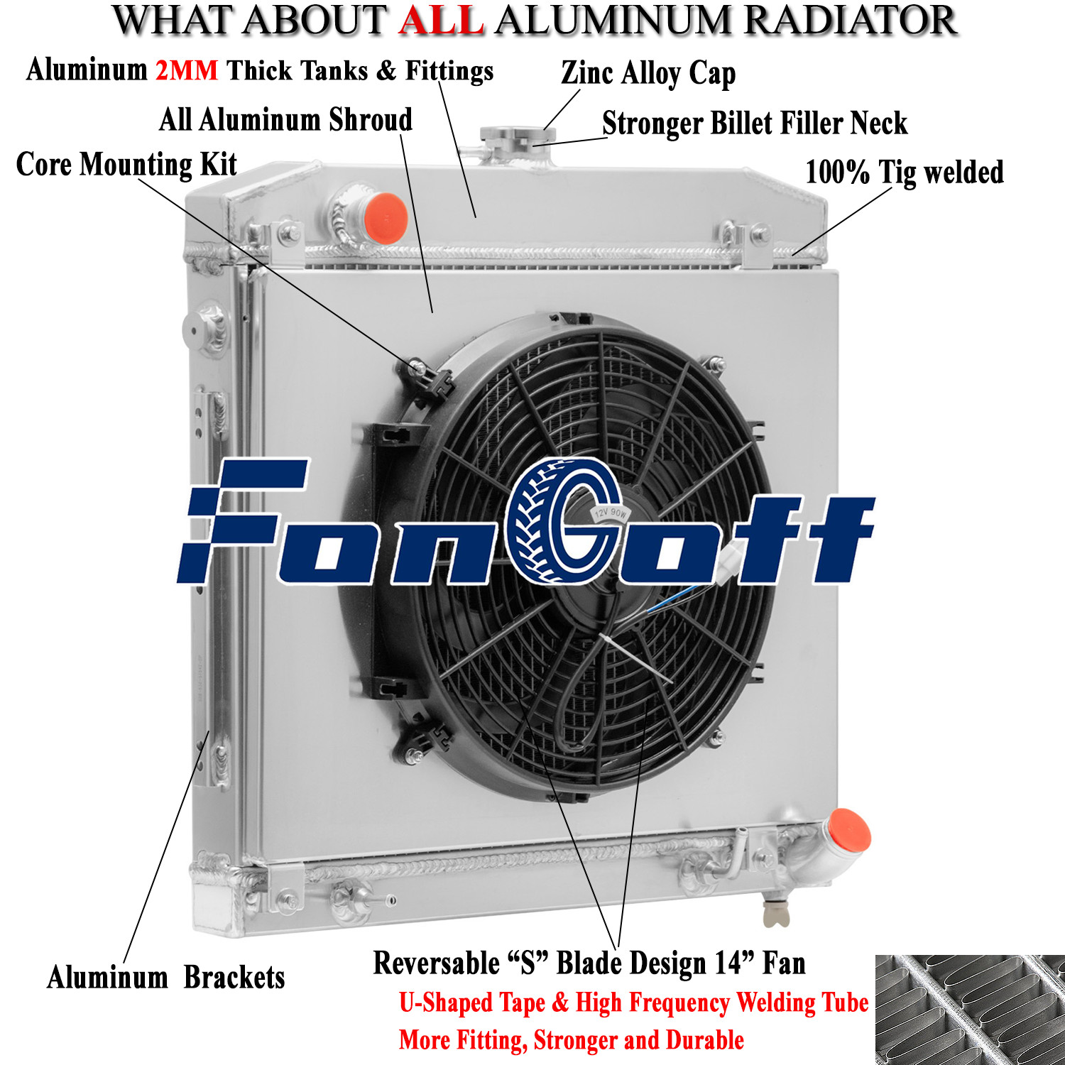 3-Row Radiator Shroud Fan Fit 68-73 Mercedes Benz Class W108 W109 280 300SE