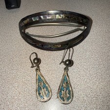 Vintage Mexico Sterling Silver Hair Barrette Clip  Sterling Mexico Earrings