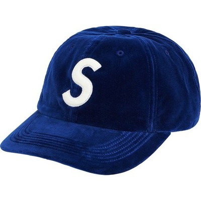 FW20 Supreme S Logo Velvet 6-Panel Cap Royal
