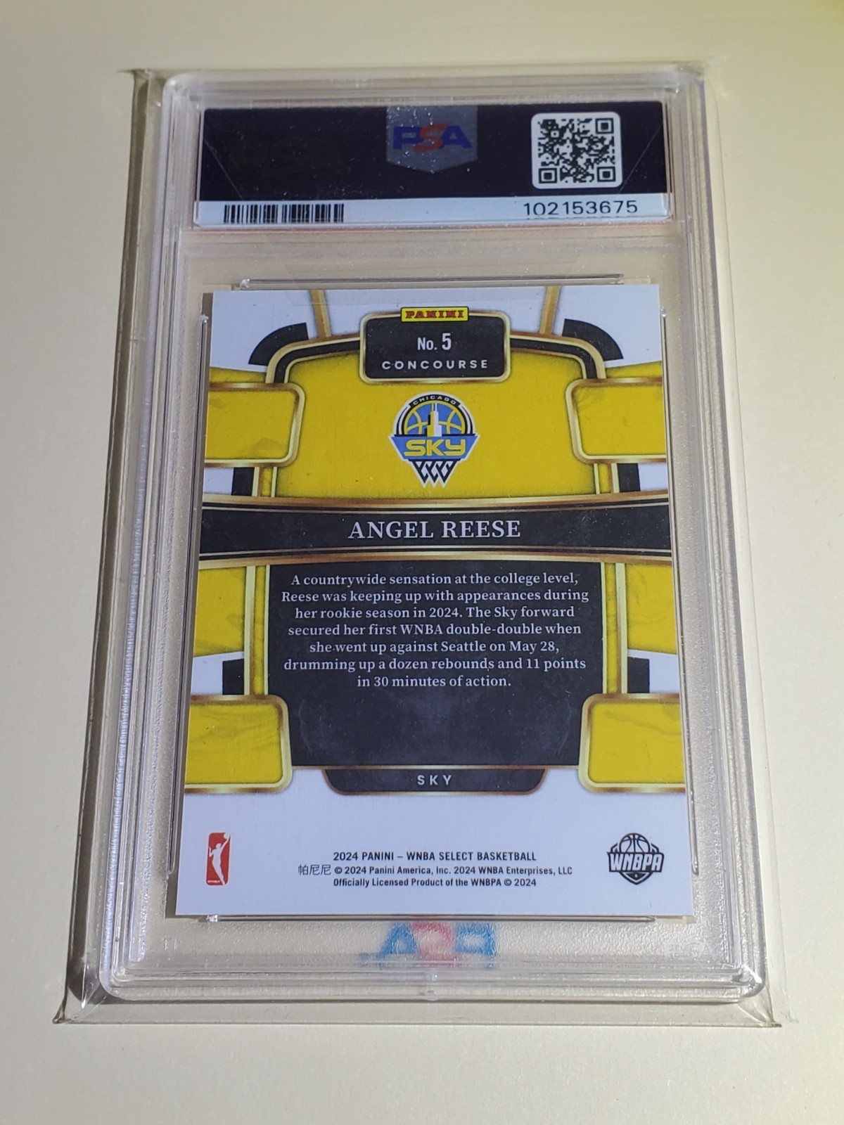2024 Select WNBA Angel Reese RC #5 PSA9 MINT view 2
