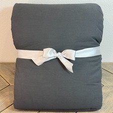 POTTERY BARN TEEN SUPER PLUSH STRIPE COMFORTER, TWIN/XL  CHARCOAL