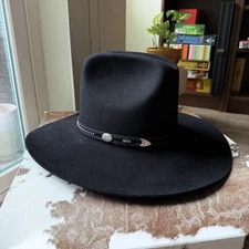 Vintage Resistol Black Cowboy Hat 4x Beaver Eagle Pass 4” Brim Long Oval 6 7/8 L