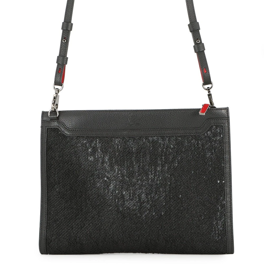 Christian Louboutin — Christian Louboutin Sky Pouch Shoulder Bag Sequins/Leather Black/Red