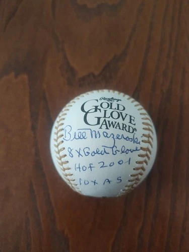 Bill Mazeroski Autographed Gold Glove Baseball W/ 3 inscriptions JSA