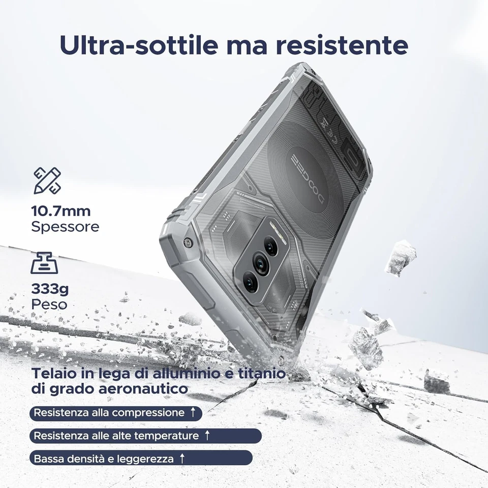 DOOGEE Blade 10 ULTRA Rugged Smartphone 36GB+256GB 6150mAh Android 15 4.5G 64MP - Immagine 2 di 4