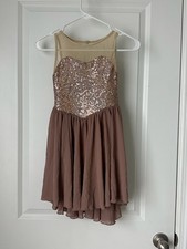 Weissman A New Day Has Come Sequined Dance Dress Size MC Nude Illusion Mesh